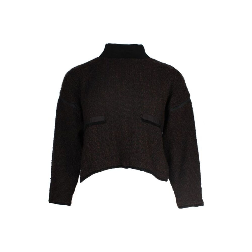Ba&sh Cropped High-Neck Sweater in Brown Cotton